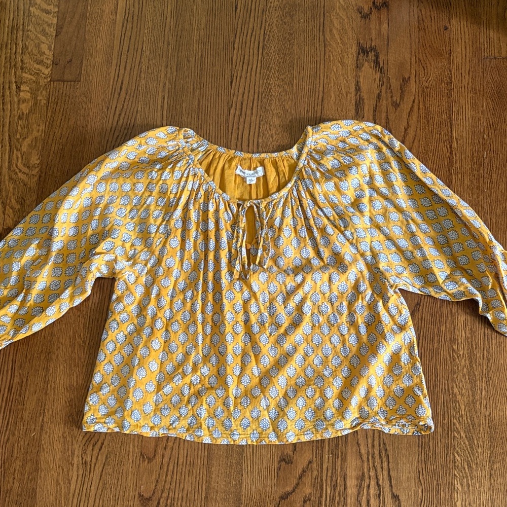 Emerson Fry Mustard and White Patterned Blouse